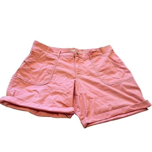 Lee Shorts Women 18 Bermuda Mid Rise Regular Comfort Fit Rose Garden - Picture 3 of 11